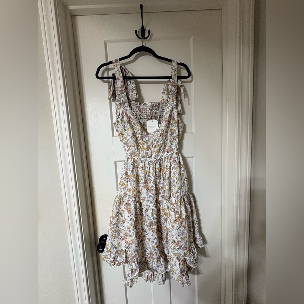 Altar’d State NWT Floral Tie-Shoulder Sundress in Cream and Pastel